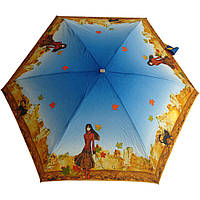 Зонт ZEST женский механика 5 сложений, цветной плоский. Расцветка Девушка с котом