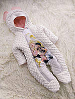 Детский комбинезон для новорожденных демисезон рост 56 - 62 см (0 - 3 месяца) ШкодаМода Бело-розовый Микки