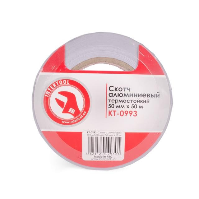 Скотч алюмінієвий термостійкий 50 мм * 50 м. INTERTOOL KT-0993, фото 1
