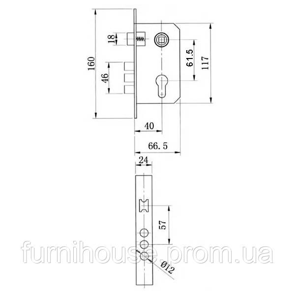 Врезной замок в дверь IMPERIAL 9011 SR-3R, корпус под цилиндр 62mm*40, цвет золото РВ - фото 2 - id-p1755911888