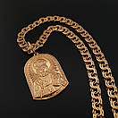 Позолочена срібна цепочка і ладанка святий Миколай. Чоловічий ланцюжок бісмарк і кулон іконка позолота 585, фото 9