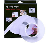 Многоразовый двусторонний скотч Ivy Grip Tape 3 м Нано лента прозрачная 3 м Многоразовая клейкая лента