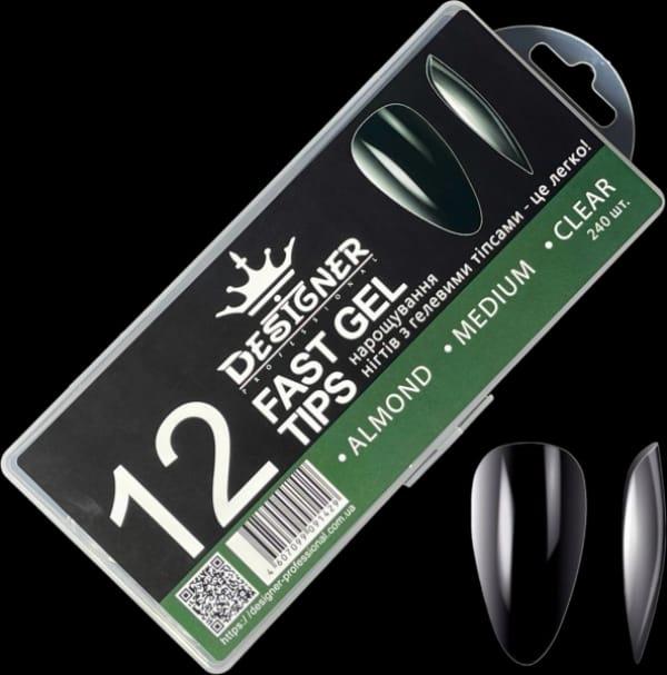 Гелевые типсы миндаль для наращивания ногтей Designer №12 240 шт - фото 1 - id-p1885656220
