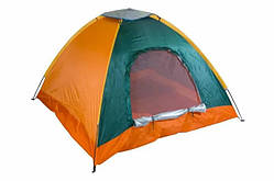 Намет туристичний одномісний Camp Tent 2х1х1.1м з москітною сіткою Зелений з жовтогарячим