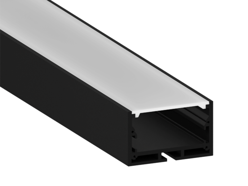 Алюмінієвий профіль для світлодіодної стрічки АЛ-23-1 2 метра чорний накладний підвісний LEDUA