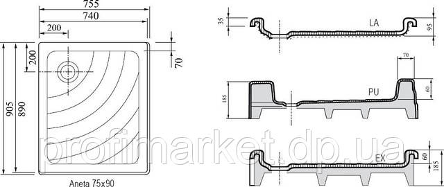 Душевой поддон Ravak Aneta PU 75x90 - фото 2 - id-p24284305