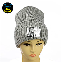 Женская шапка с патчем - Urban Style - Серый