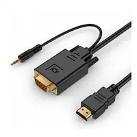 Відео-кабель Cablexpert HDMI (тато) VGA (тато) + mini-jack 3.5 (тато), 1, 8m Black