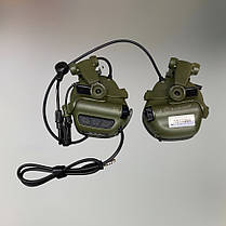 Навушники тактичні Earmor M32X Mark3, активні, з кріпленням на шолом і знімним мікрофоном, колір Олива, фото 4