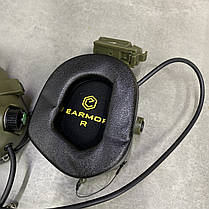 Навушники тактичні Earmor M32X Mark3, активні, з кріпленням на шолом і знімним мікрофоном, колір Олива, фото 6