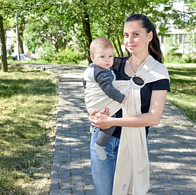 Слінг з кільцями для новонароджених малюків з народження до 36 місяців Coolbabka Бежевий