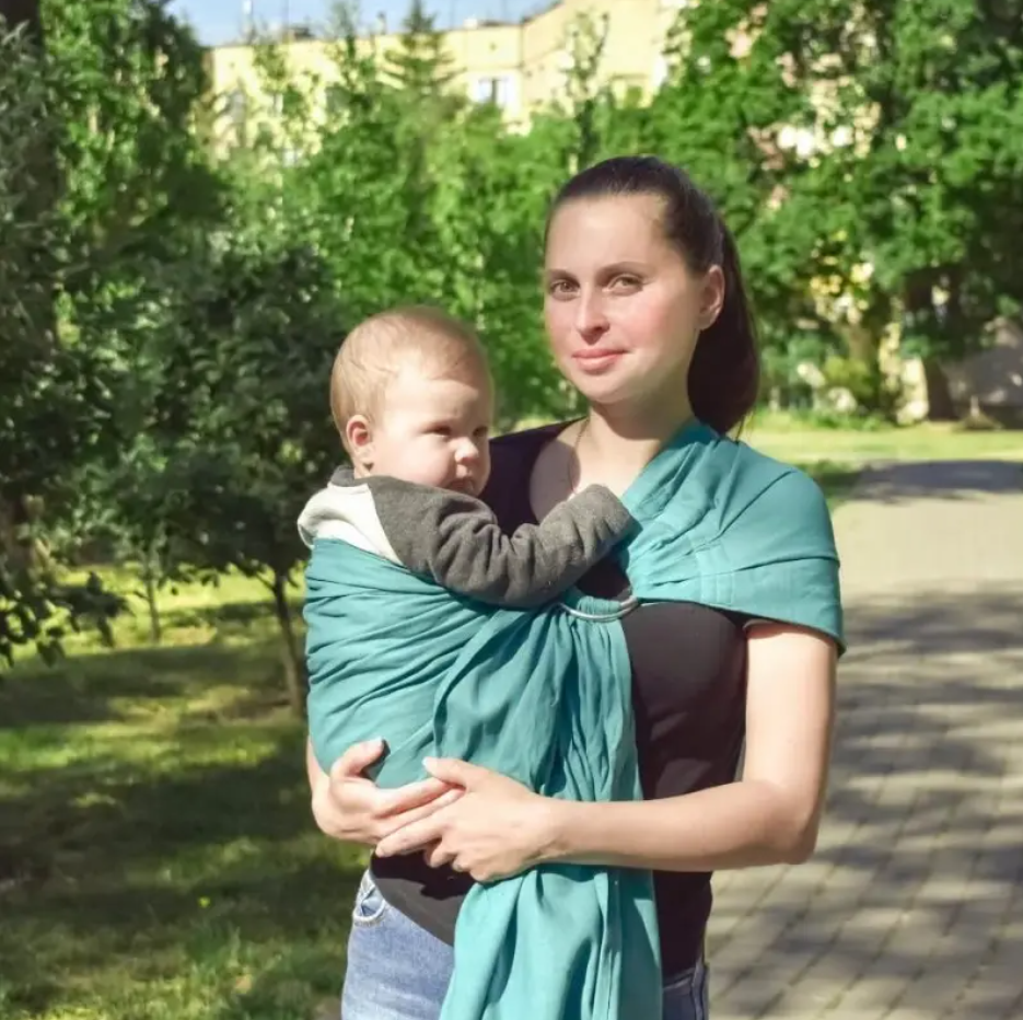 Слінг з кільцями для новонароджених малюків з народження до 36 місяців Coolbabka Зелений, фото 1