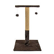 Драпак "Пухнастики" 75/45 см великий стовпчик з полицею на підставці (джут), колір шоколад (А-3)