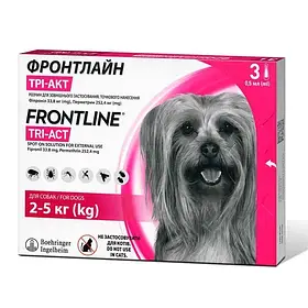 Протипаразитарний препарат від бліх, вошей, кліщів і комарів для собак (1 піпетка) Frontline Tri-Act 2-5 кг