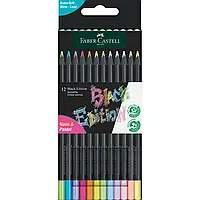 Карандаши цветные для черной, белой, цветной бумаги Faber-Castell Black Edition (12 шт, неон + пастель) 116410