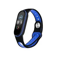 Ремешок для фитнес-браслета BeCover Sport Style для Xiaomi Mi Smart Band 5 Black Dark Blue (705166)