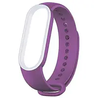 Ремінець для фітнес-браслету UWatch Double Color Replacement Silicone Band For Xiaomi Mi Band 5 Purple White Line