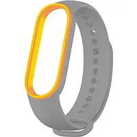 Ремінець для фітнес-браслету UWatch Double Color Replacement Silicone Band For Xiaomi Mi Band 5 Gray Yellow Line