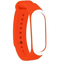 Ремінець для фітнес-браслету UWatch Double Color Replacement Silicone Band For Xiaomi Mi Band 3/4 Orange White Line