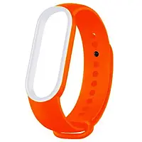 Ремінець для фітнес-браслету UWatch Double Color Replacement Silicone Band For Xiaomi Mi Band 5 Orange White Line