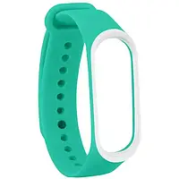 Ремінець для фітнес-браслету UWatch Double Color Replacement Silicone Band For Xiaomi Mi Band 3/4 Mint White Line