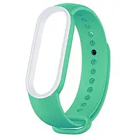 Ремінець для фітнес-браслету UWatch Double Color Replacement Silicone Band For Xiaomi Mi Band 5 Mint White Line