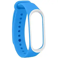 Ремінець для фітнес-браслету UWatch Double Color Replacement Silicone Band For Xiaomi Mi Band 3/4 Light Blue White Line