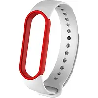 Ремінець для фітнес-браслету UWatch Replacement Silicone Band For Xiaomi Mi Band 5 White Red Frame