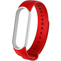 Ремінець для фітнес-браслету UWatch Replacement Silicone Band For Xiaomi Mi Band 5 Red White Frame