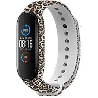 Ремінець для фітнес-браслету UWatch TPU Replacement Print Design Wrist Strap for Mi Band 5 Leopard Dark