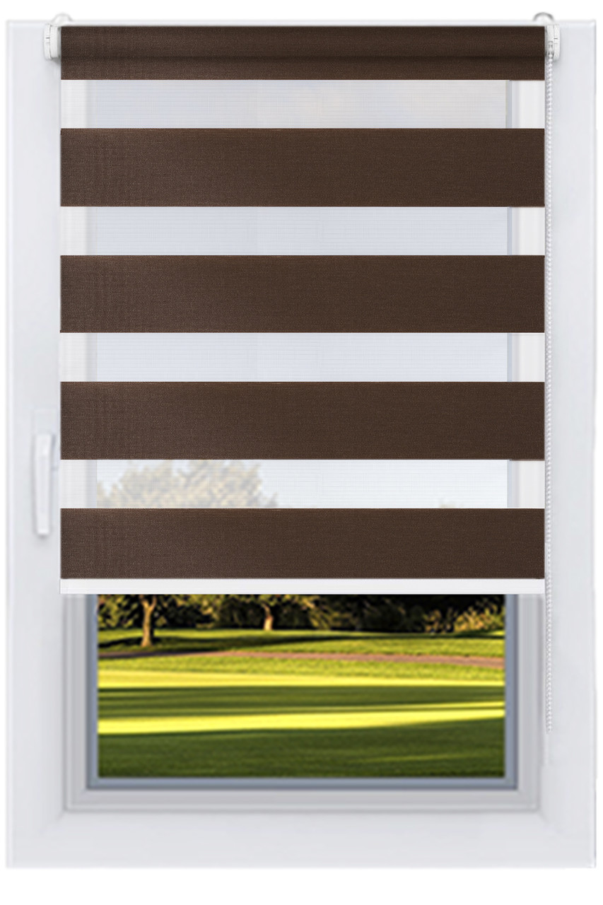 Преміум Ролета День Ніч Атлас Шоколад, фото 1