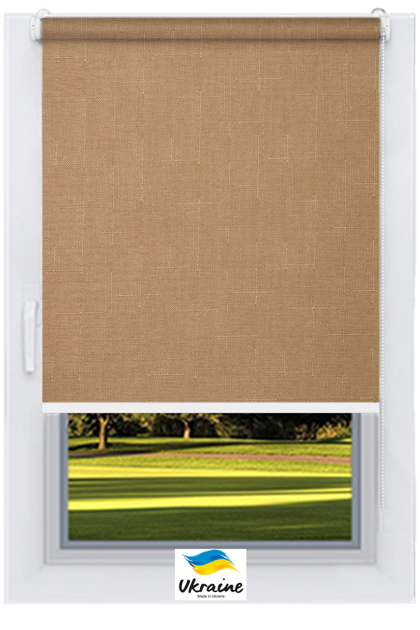 Тканинний ролет Льон Какао Україна, фото 1