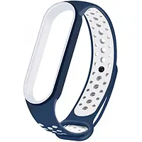 Ремінець для фітнес-браслету UWatch Replacement Sports Strap for Mi Band 5 Blue White