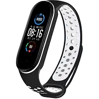 Ремінець для фітнес-браслету UWatch Replacement Sports Strap for Mi Band 5 Black White