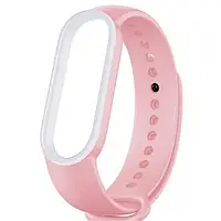 Ремінець для фітнес-браслету UWatch Double Color Replacement Silicone Band For Xiaomi Mi Band 5 Pink White Line