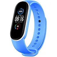 Ремінець для фітнес-браслету UWatch Double Color Replacement Silicone Band For Xiaomi Mi Band 5 Light Blue White