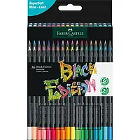 Олівці кольорові для чорного, білого, кольорового паперу Faber-Castell Black Edition (36 шт) 116436