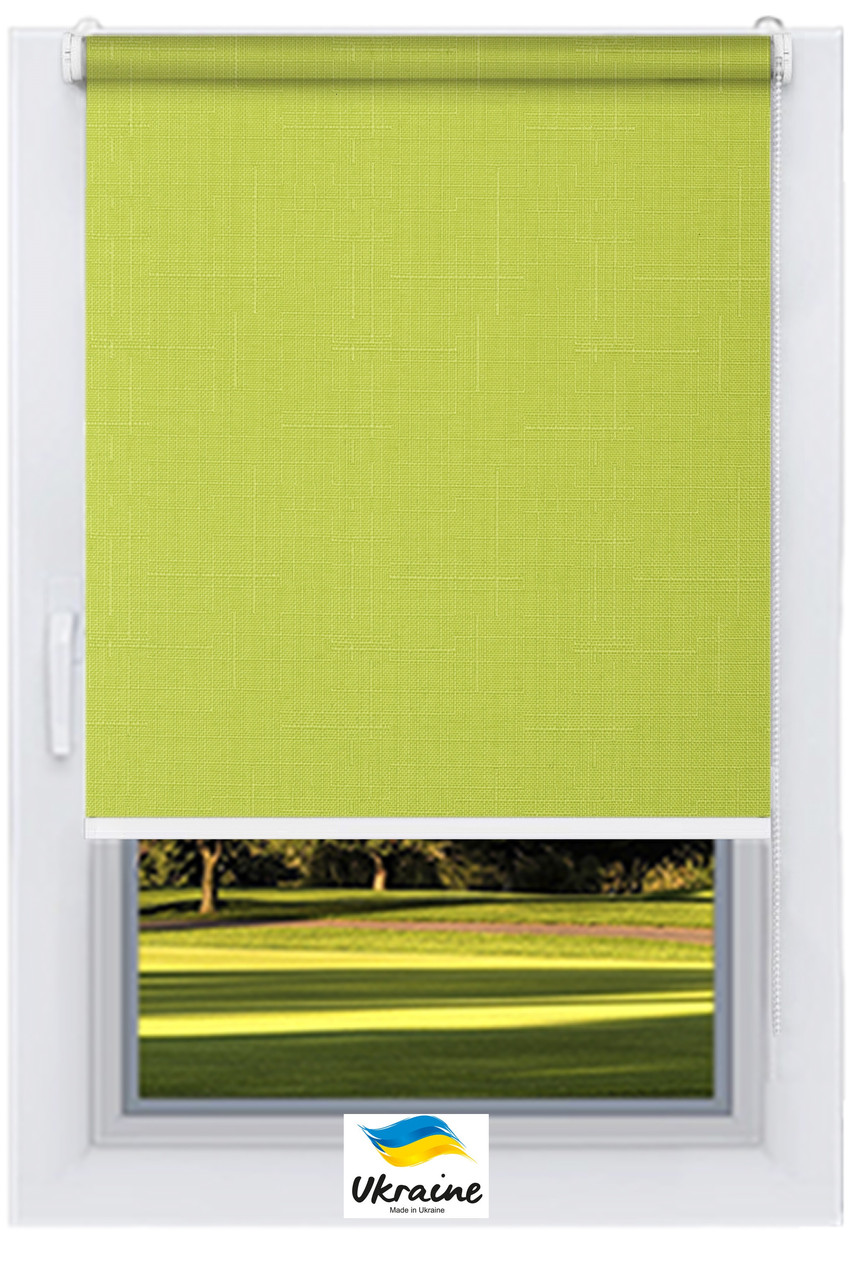 Тканинний ролет Льон Зелений Україна, фото 1