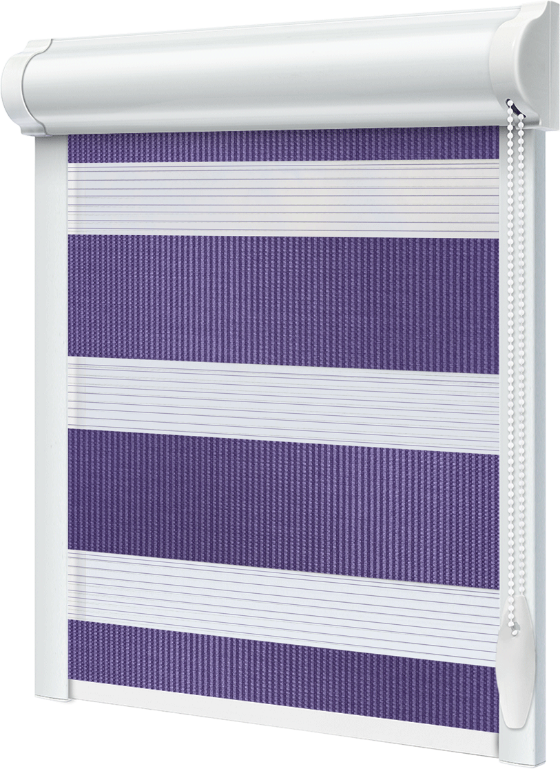 Тканинний ролет День Ніч Ліловий закрита система з боковими планками, фото 1