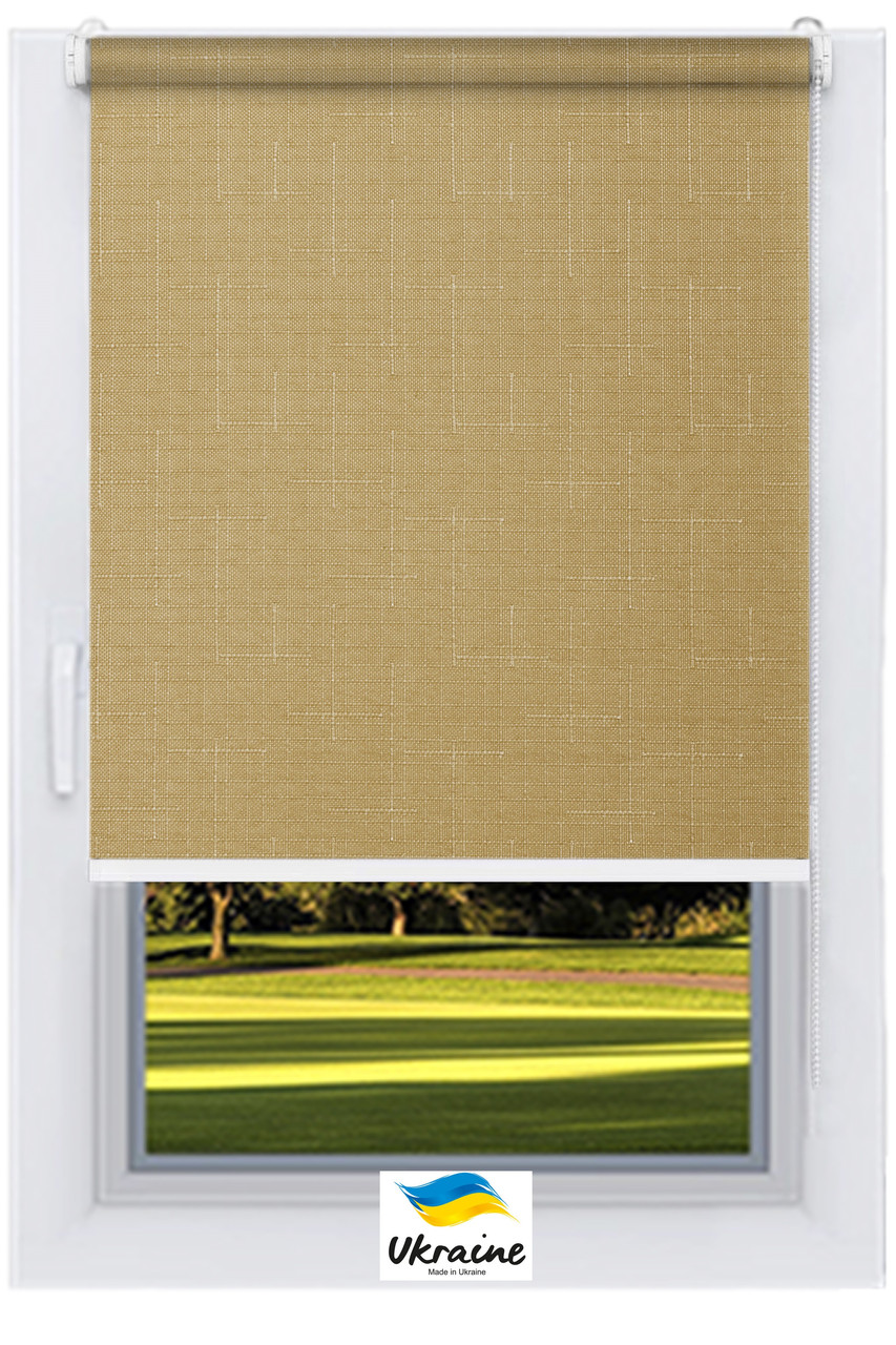 Тканинний ролет Льон Слонова кістка Україна, фото 1