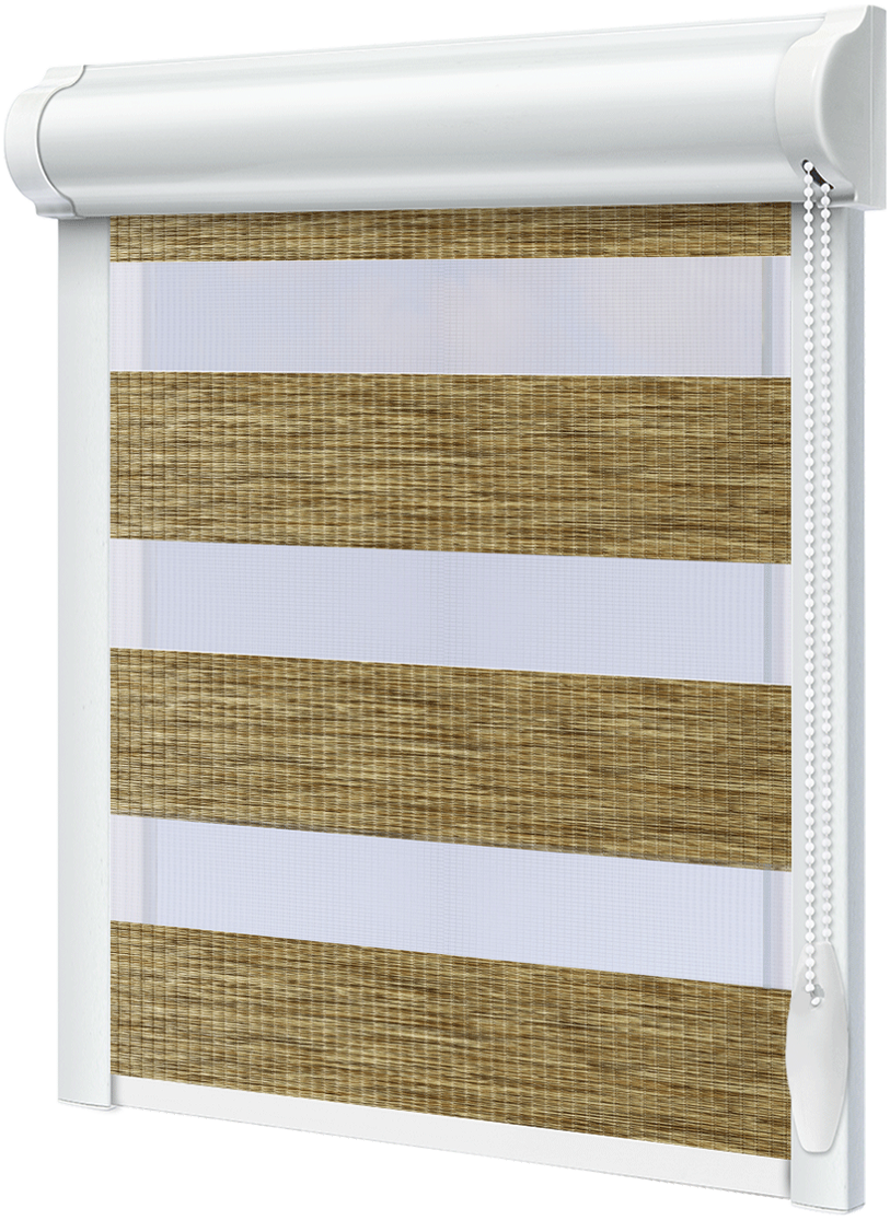 Тканинний ролет День Ніч Дуб Темний закрита система з боковими планками, фото 1