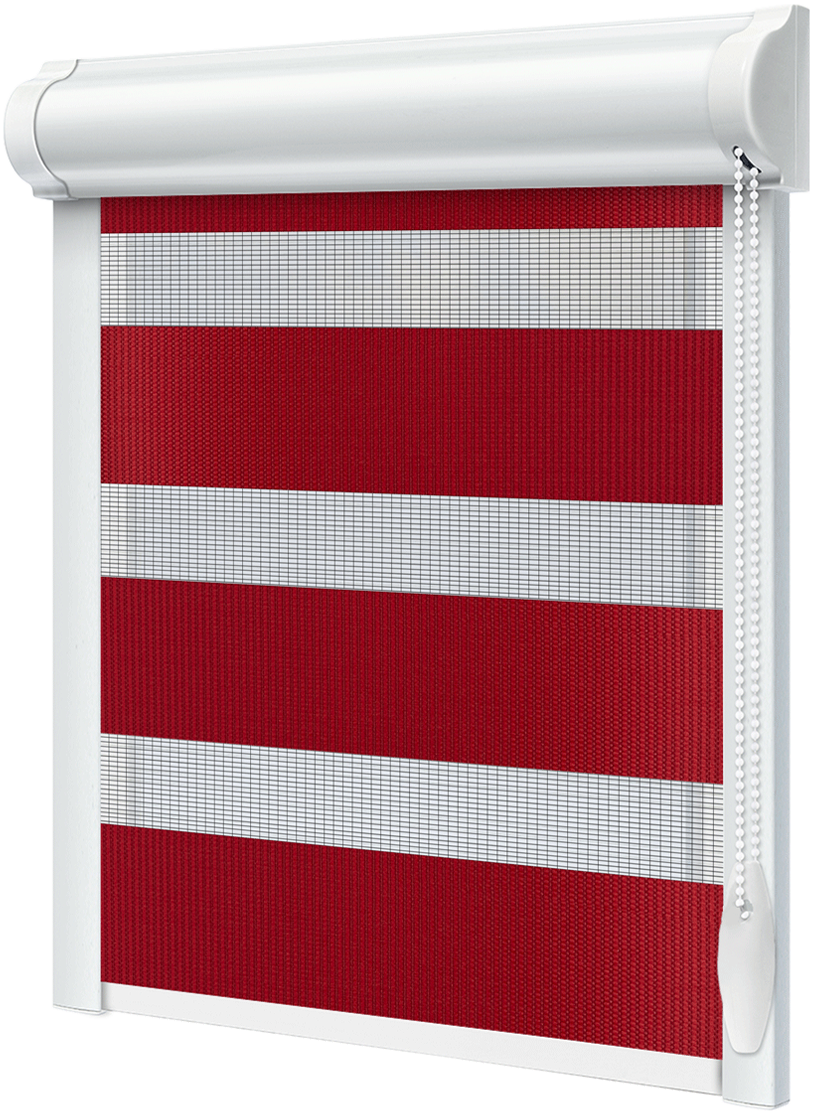 Тканинний ролет День Ніч Червоний Стендаль закрита система з боковими планками, фото 1