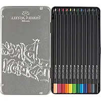 Олівці кольорові для чорного, білого, кольорового паперу Faber-Castell Black Edition (12 шт, метал. пенал) 116413