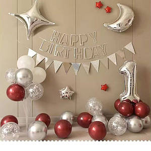 Фотозона з кульок Куколка Червона зі сріблом | Для дівчинки