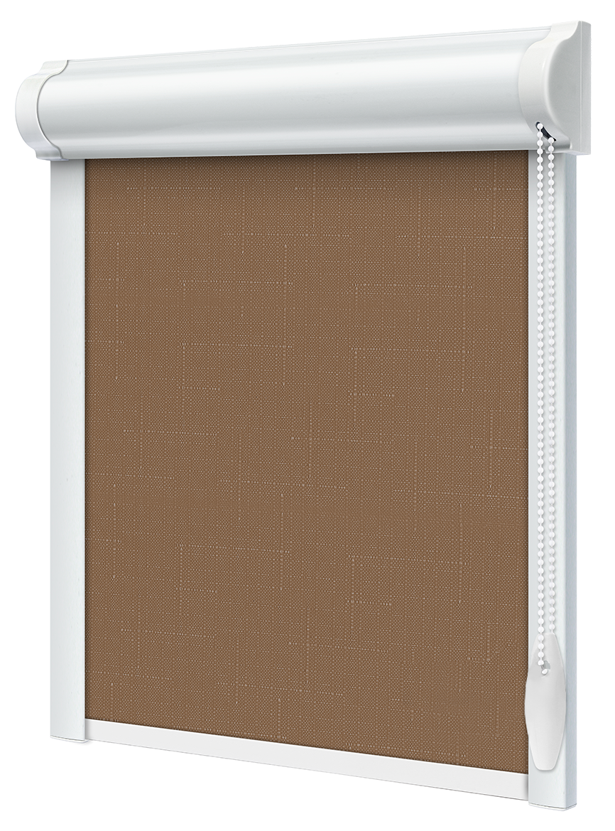 Тканинний ролет закрита система з боковими планками Льон Какао, фото 1