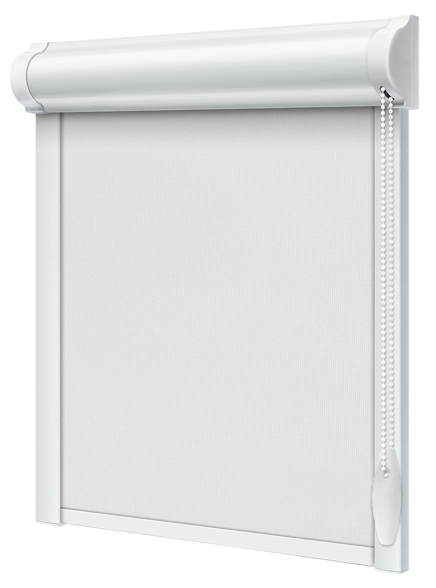Тканинний ролет закрита система з боковими планками Блекаут Білий, фото 1
