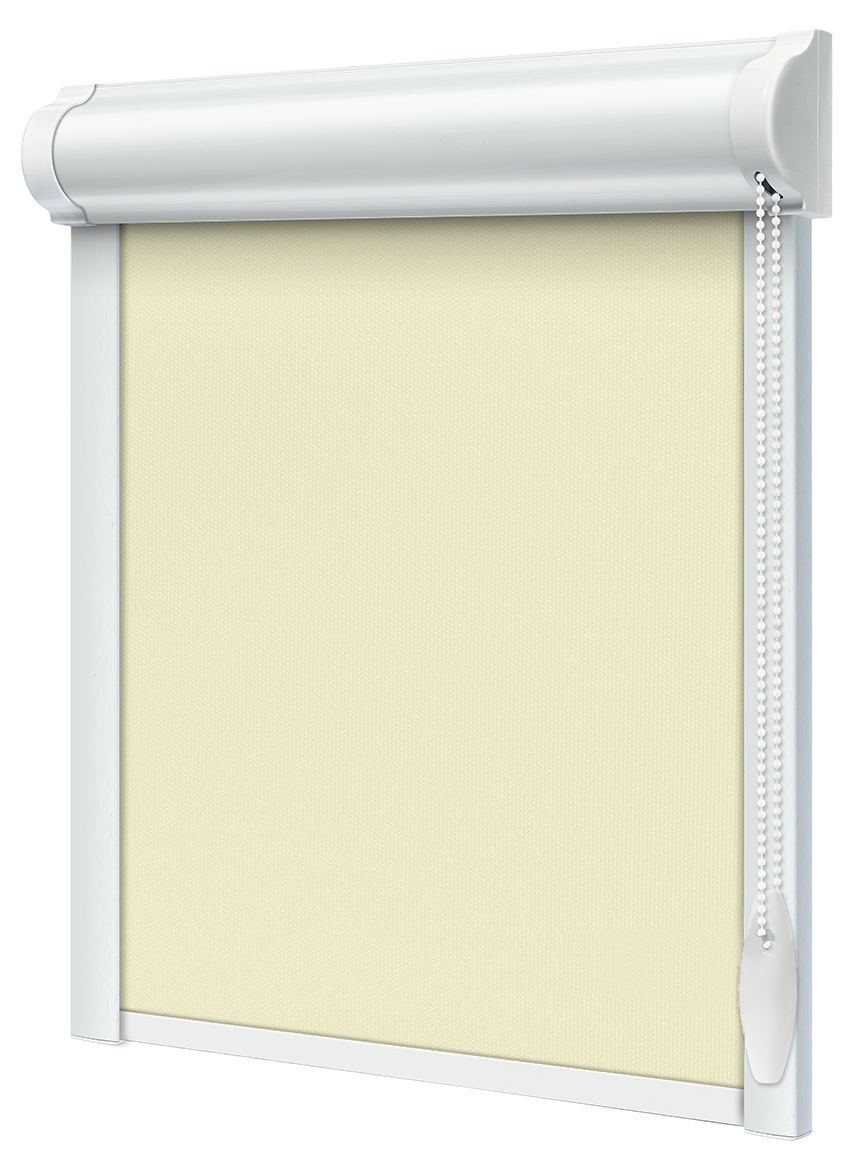 Тканинний ролет закрита система з боковими планками Блекаут Бежевий, фото 1