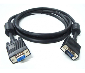 Кабель VGA 1.5m, male to male (тато-тато), 1 ферит, чорний