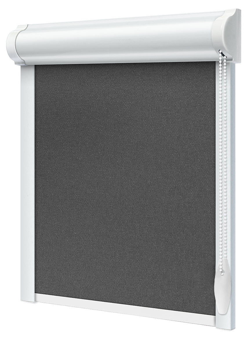 Тканинний ролет закрита система з боковими планками Темно сірий, фото 1