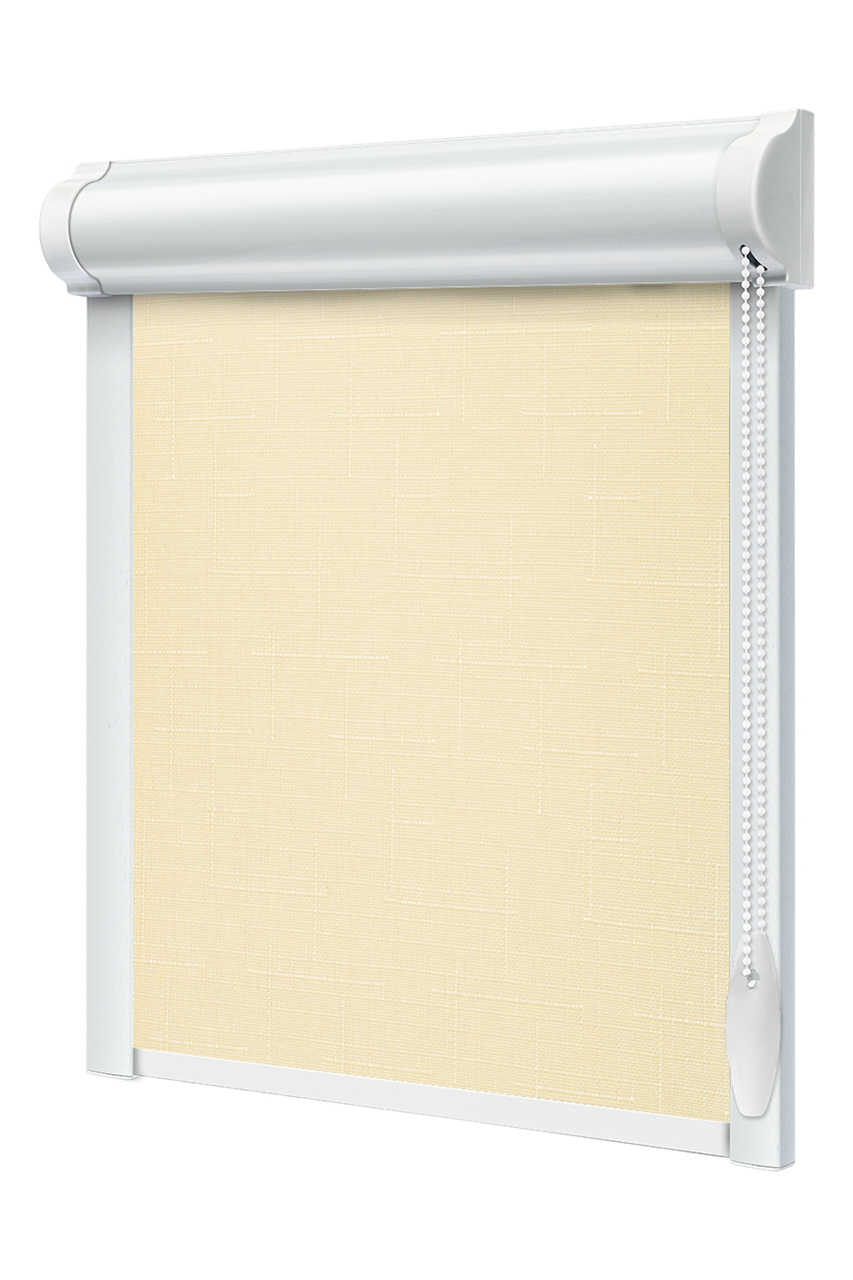 Тканинний ролет закрита система з боковими планками Льон Бежевий, фото 1